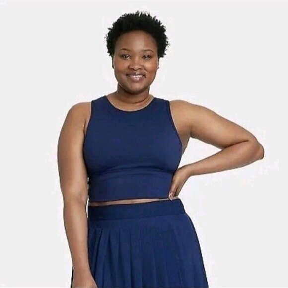 All In Motion Other - All in Motion Indigo Medium Support Muscle Cropped Sports Bra Women's Size Large